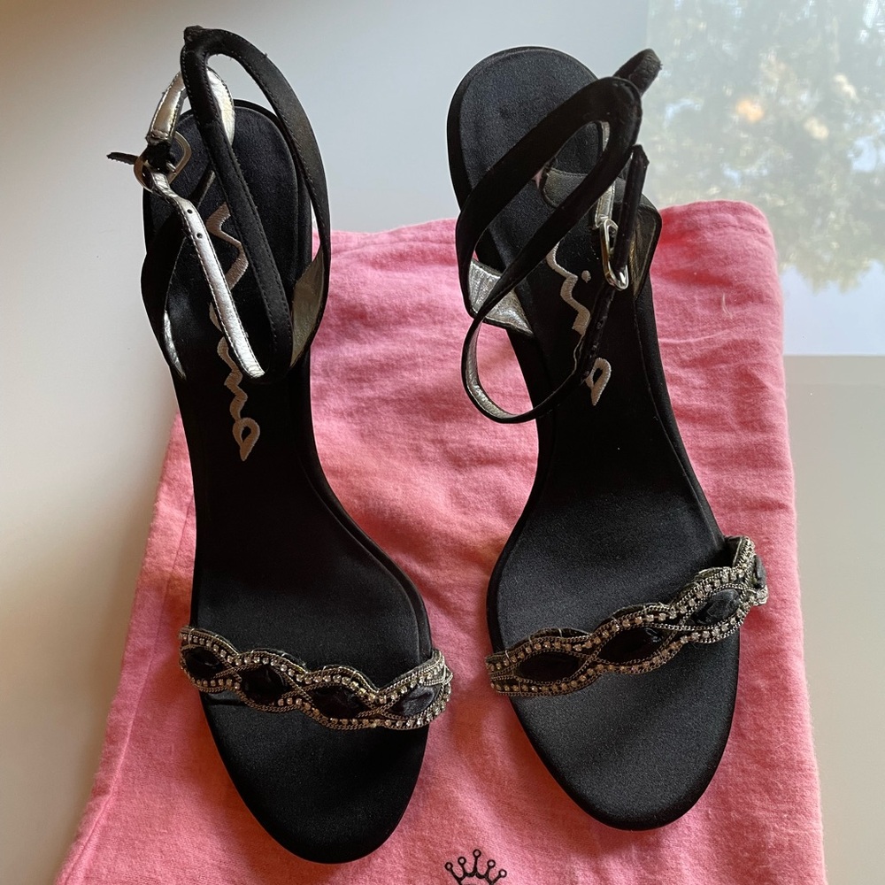 Nina black rhinestone dress heels